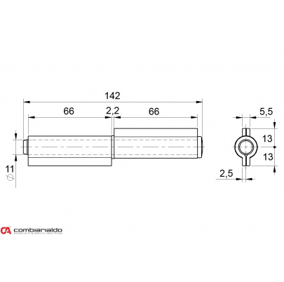 Pánt dvojdielny 140mm