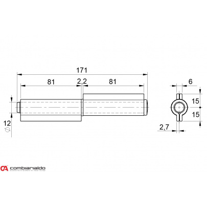 Pánt dvojdielny 170mm