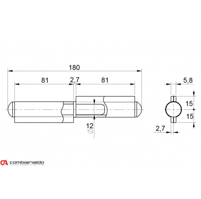 Pánt dvojdielny 170mm