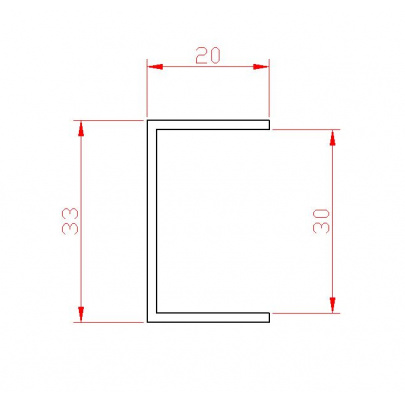 U-profil L-2000mm, 20x33x20x1,5mm, zinkovaný plech, použitie pre lamelu KLZ35Zn, cena za 2 metrový kus