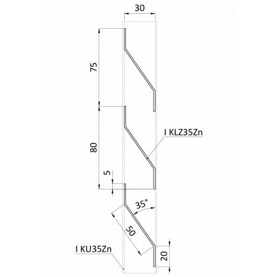 Z-profil-lamela 2000mm, pozinkovaný plech