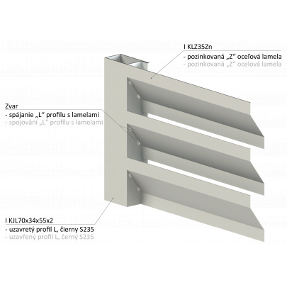 Z-profil-lamela 2000mm, pozinkovaný plech