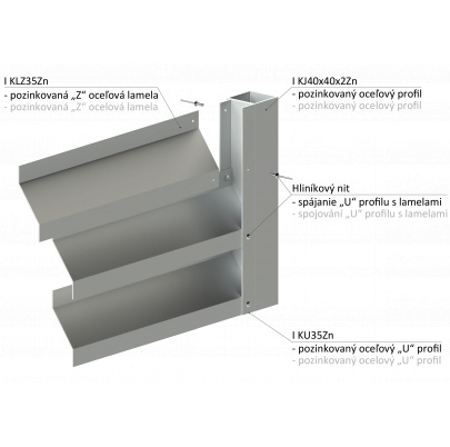 Z-profil-lamela 2000mm, pozinkovaný plech