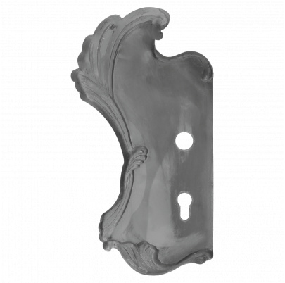 DOPREDAJ! Štít 330x175x3mm s otvormi, rozteč 72mm, otvor pre kľučku ø 21mm, zdobený, ľavý, pre zámok ZM72/50