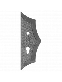 DOPREDAJ! Štít 275x95x5mm s otvormi, rozteč 72mm, otvor pre kľučku ø 11,5mm, zdobený, pravý, pre zámok ZM72/50