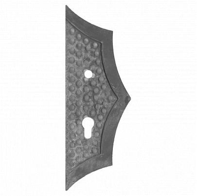 DOPREDAJ! Štít 275x95x5mm s otvormi, rozteč 72mm, otvor pre kľučku ø 11,5mm, zdobený, pravý, pre zámok ZM72/50