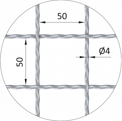 Rebierkové pletené sito - rovné, oko: 50x50mm, priemer pletiva 4mm, rozmer 1000x2000mm, materiál: Nerez /AISI 304