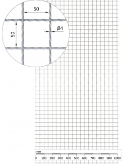 Rebierkové pletené sito - rovné, oko: 50x50mm, priemer pletiva 4mm, rozmer 1000x2000mm, žiarovo pozinkované