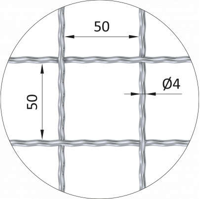 Rebierkové pletené sito - rovné, oko: 50x50mm, priemer pletiva 4mm, rozmer 1000x2000mm, žiarovo pozinkované