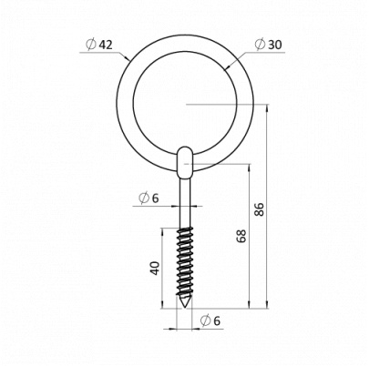 Nerezová skrutka s kruhom, závit do dreva, AISI316, 60mm