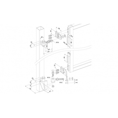 LOCINOX® EXCENTRO set naváracích mimoosových závesov M16, otvárateľné 180° do svahu, nastaviteľné 3D, čiastočne pozinkovaný, cena za set