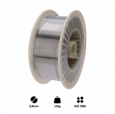 Zvárací drôt /AISI 308L (0.8 mm) 15 kg, pre zváranie MIG-MAG nerez