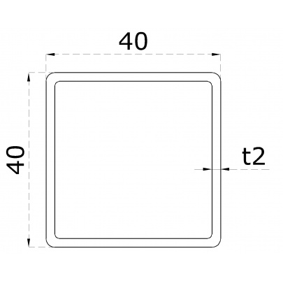 Profil uzatvorený 40x40x2mm, cena za 1ks (6m), leštená nerez /AISI304