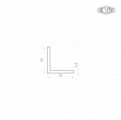 L profil 15x15x1.5mm, L-6000mm, hliník bez povrchovej úpravy