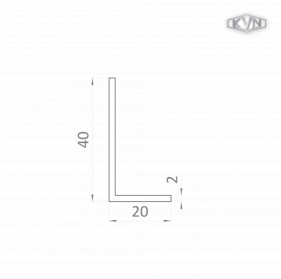 L profil 40x20x2mm, L-6000mm, hliník bez povrchovej úpravy
