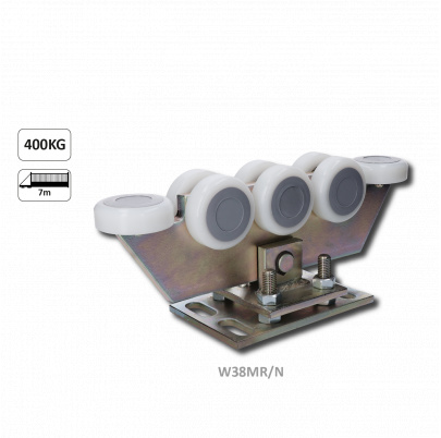 Vozík regulovateľný pre C-profil 80x80x5mm, polyamidové kolieska 8ks, žltý zinok, pre bránu do 400kg otvor do 5,5 m