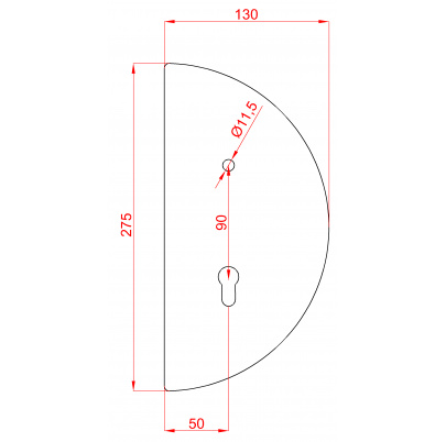 Štít 275x130x3mm, pravý, pre zámok ZM90/80
