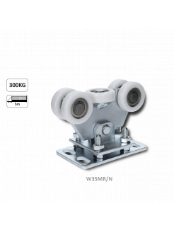 Vozík pre C-profil 80x80x5/4mm výškovo nastaviteľný, 5x polyamidové koliesko s ložiskom 6204ZZ, galvanické zinkovanie