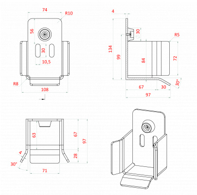 Samonosný systém 60x60x4mm posuvnej brány do 150kg/4m otvor (W39/60Fe 6m čierný profil, 1x W-SET60/F)