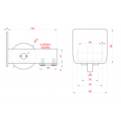 MEDIO-9 samonosný systém 98x98x5mm posuvnej brány do 500kg/8,5m otvor (C399M/Fe 1x6m čierny profil, C3999M 2ks, C396M 1ks, C397M 1ks, C398M 1ks), intenzívna prevádzka