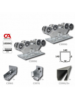 GRANDE-9 samonosný systém 140x140x6mm posuvnej brány do 1000kg/15m otvor (C399G/Zn 2x6m pozinkovaný profil, C3999G 2ks,C396G 2ks, C397G 2ks), intenzívna prevádzka