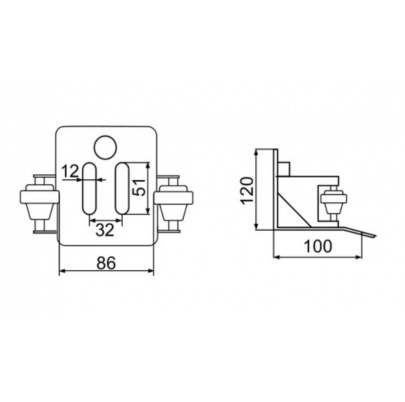 Doraz pre samonosnú bránu, pre profil 80x80x5mm