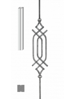 DOPREDAJ! Tyč 900mm, profil 12x12mm, ornament 510x140mm, nitovaný 12x6mm