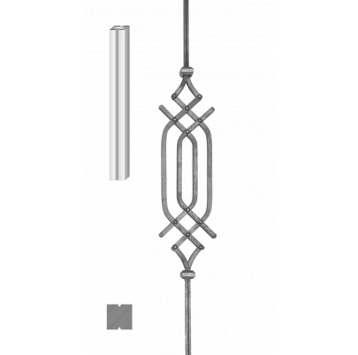 DOPREDAJ! Tyč 900mm, profil 12x12mm, ornament 510x140mm, nitovaný 12x6mm