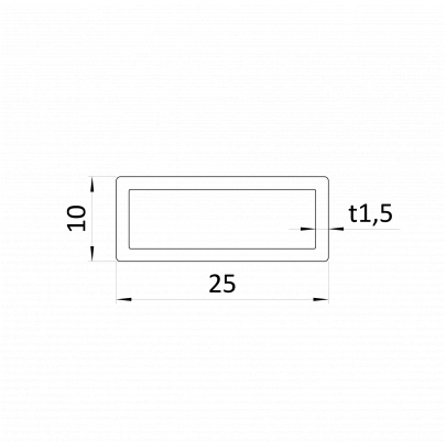 Profil uzatvorený 25x10x1,5mm,cena za 1ks (5m) brúsená nerez K320 /AISI304