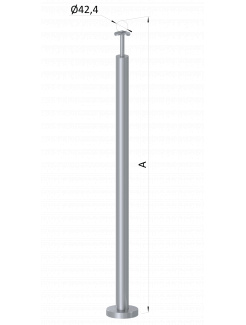 Nerezový stĺp, vrchné kotvenie, bez výplne, rohový: 90°, vrch pevný (ø 42.4x2mm), brúsená nerez K320 /AISI304