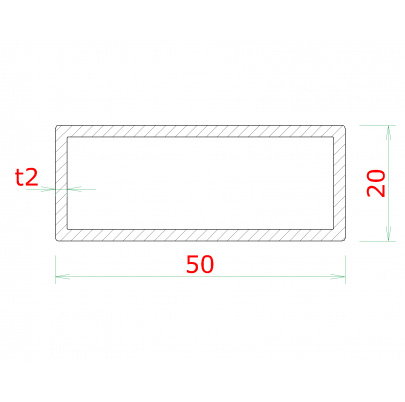 Profil uzatvorený 50x20x2.0mm, cena za 1ks (3m), brúsená nerez K320 /AISI304