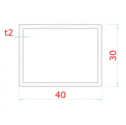 Profil uzatvorený 40x30x2mm, cena za 1ks (3m), brúsená nerez K320 /AISI304