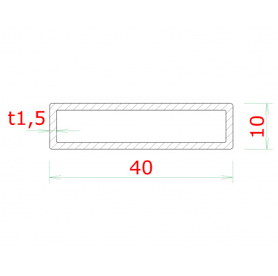 Profil uzatvorený 40x10x1.5mm, cena za 1ks (3m), brúsená nerez K320 /AISI304