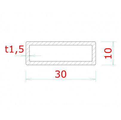 Profil uzatvorený 30x10x1.5mm, cena za 1ks (2m), brúsená nerez K320 /AISI304