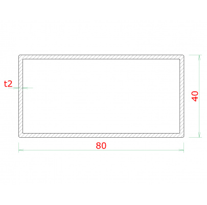 Profil uzatvorený 80x40x2mm, cena za 1ks (3m), brúsená nerez K320 /AISI304