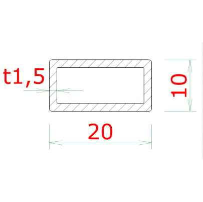 Profil uzatvorený 20x10x1,5mm, 1m brúsená nerez AISI304