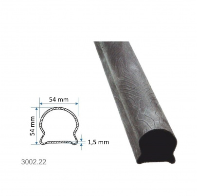 Madlová tyč dutá 57x54x1,5mm, vzor kôra,  dĺžka 3000 mm, cena za KUS