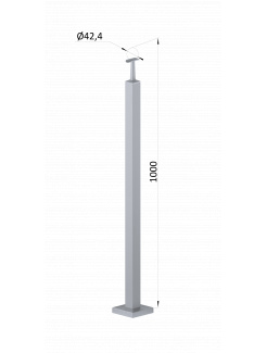 Nerezový stĺp, vrchné kotvenie, bez výplne, vrch pevný (40x40x2.0mm), brúsená nerez K320 /AISI304