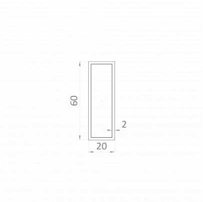 Jokel 60x20x2mm, L-6000mm, hliník bez povrchovej úpravy