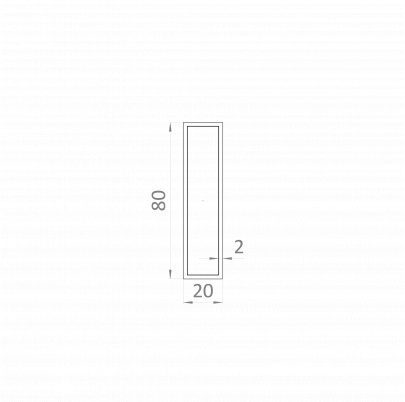 Jokel 80x20x2mm, L-6000mm, hliník bez povrchovej úpravy