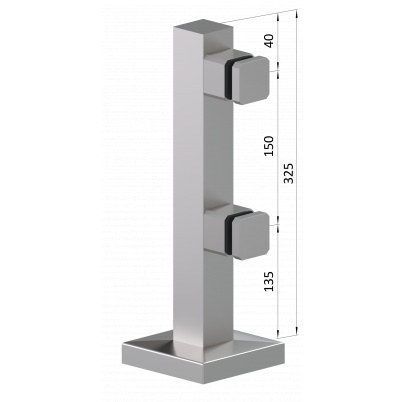 Nerezový stĺpik na sklo s dvomi svorkami ø40mm
