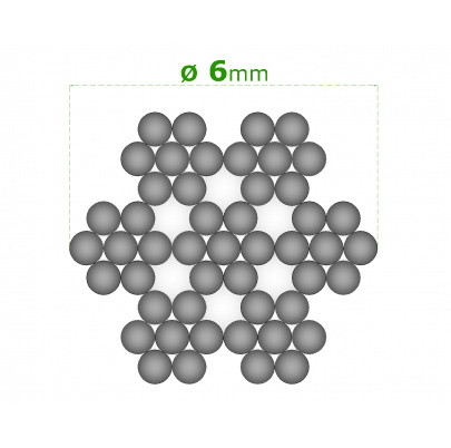 Nerezové lanko ø 6mm (7x7 dr.) /AISI316, farba: čierna