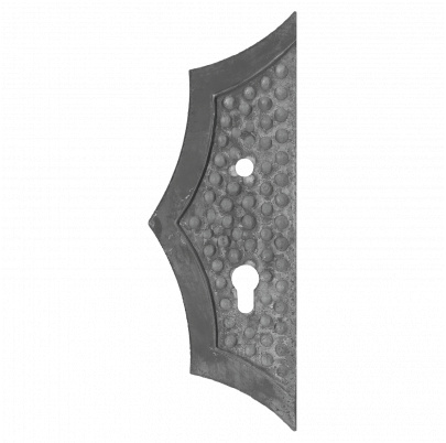 DOPREDAJ! Štít 275x95x5mm s otvormi, rozteč 72mm, otvor pre kľučku ø 11,5mm, zdobený, ľavý, pre zámok ZM72/50