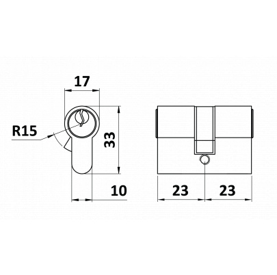 LOCINOX® cylindrická vložka EURO 27/27mm, niklová, 3 kľúče, skrutka M5x65mm