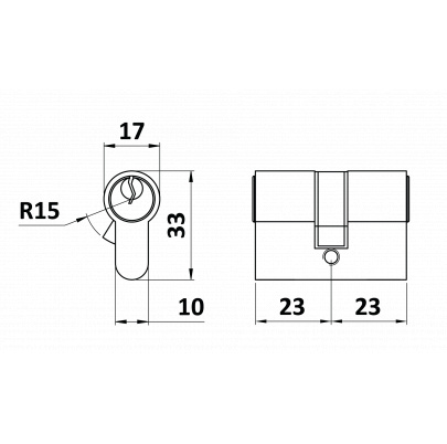 LOCINOX® cylindrická vložka EURO 23/23mm, niklová, 3 kľúče, skrutka M5x65mm