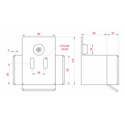Doraz PICOLLO pre profil 69x69mm samonosnej brány