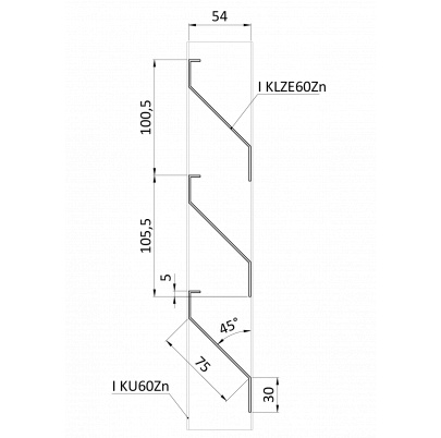 Z-profil lamela 4000mm, pozink s vystuženou hranou 10mm kus