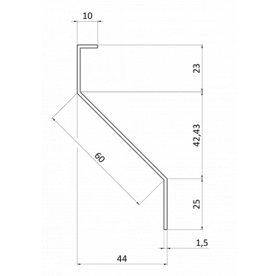 Z-profil lamela 4000mm, s vystuženou hranou 10mm