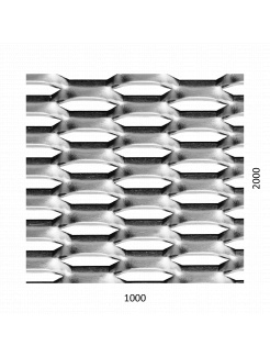 ťahokov Zn, kosoštvorcové oko: 44x12mm, mostík: 5mm (1000x2000x1.5mm), orientácia oka: rozmer oka 44mm je rovnobežná s rozmerom tabule 1000mm