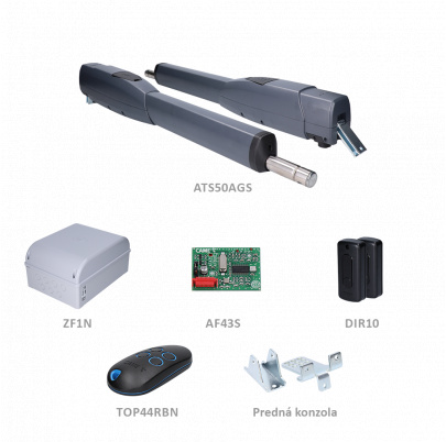 CAME ATS LONG 230V sada pre dvojkrídlovú bránu do 5m/krídlo, 2x ATS50AGS (230V, 250W, 3000N), 1x ZF1N, 1x AF43S, 1x TOP44RBN, 1 pár DIR10
